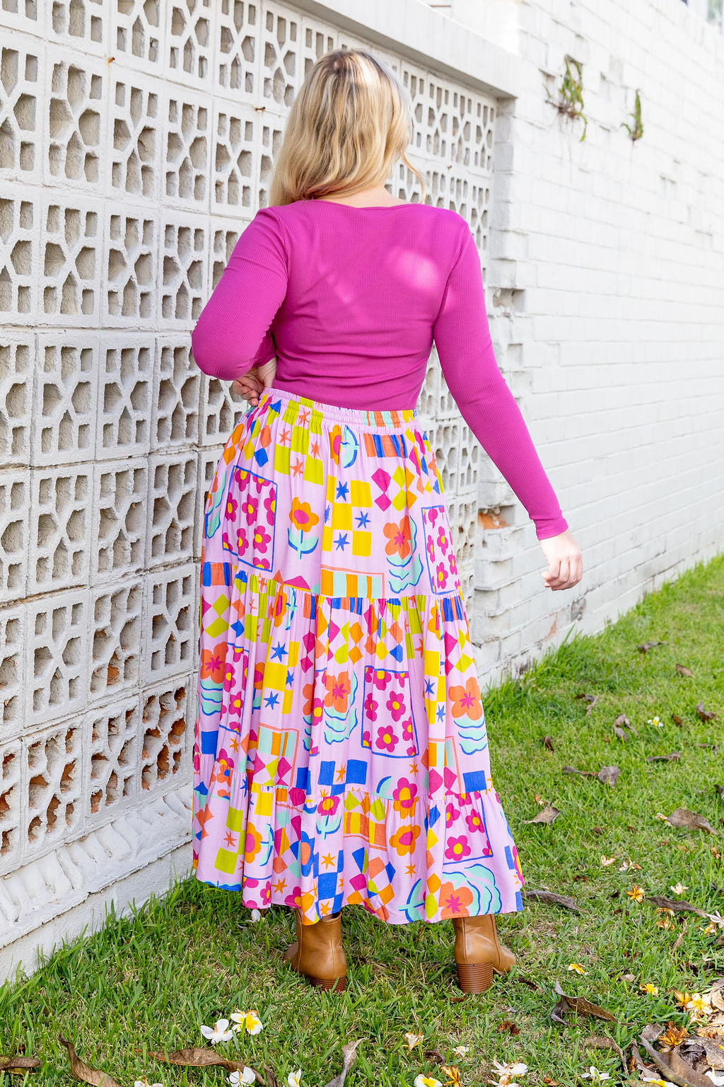 Carrie Skirt in Checkerboard Petals