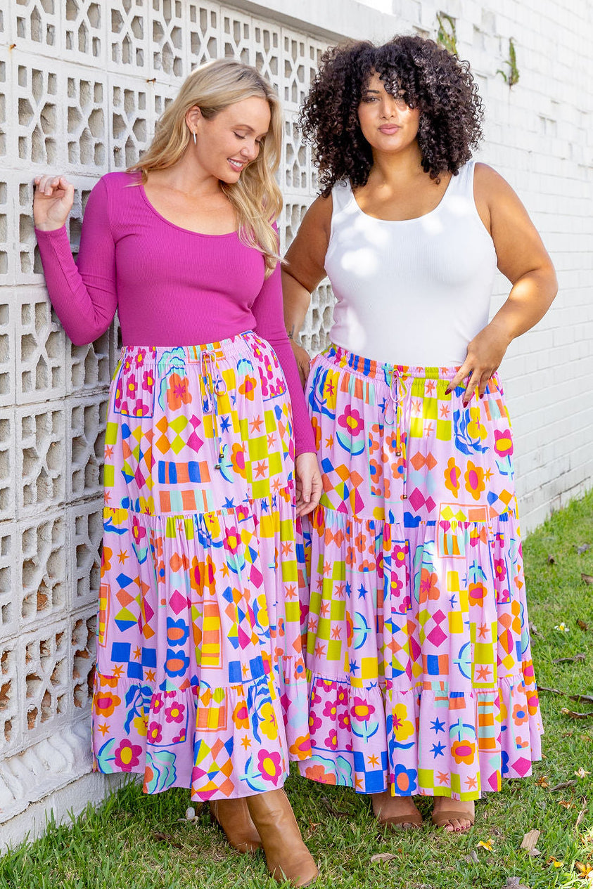 Carrie Skirt in Checkerboard Petals