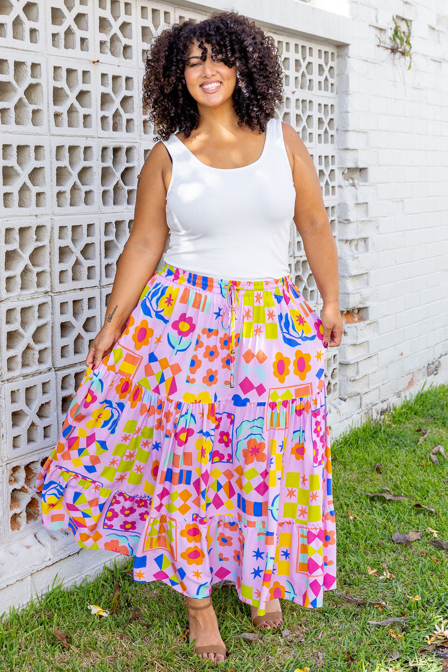 Carrie Skirt in Checkerboard Petals