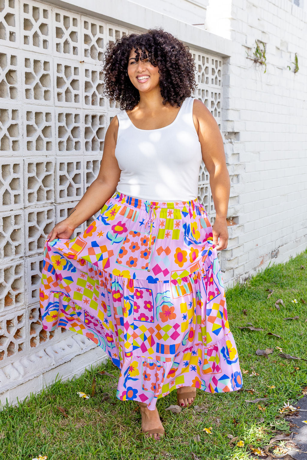 Carrie Skirt in Checkerboard Petals