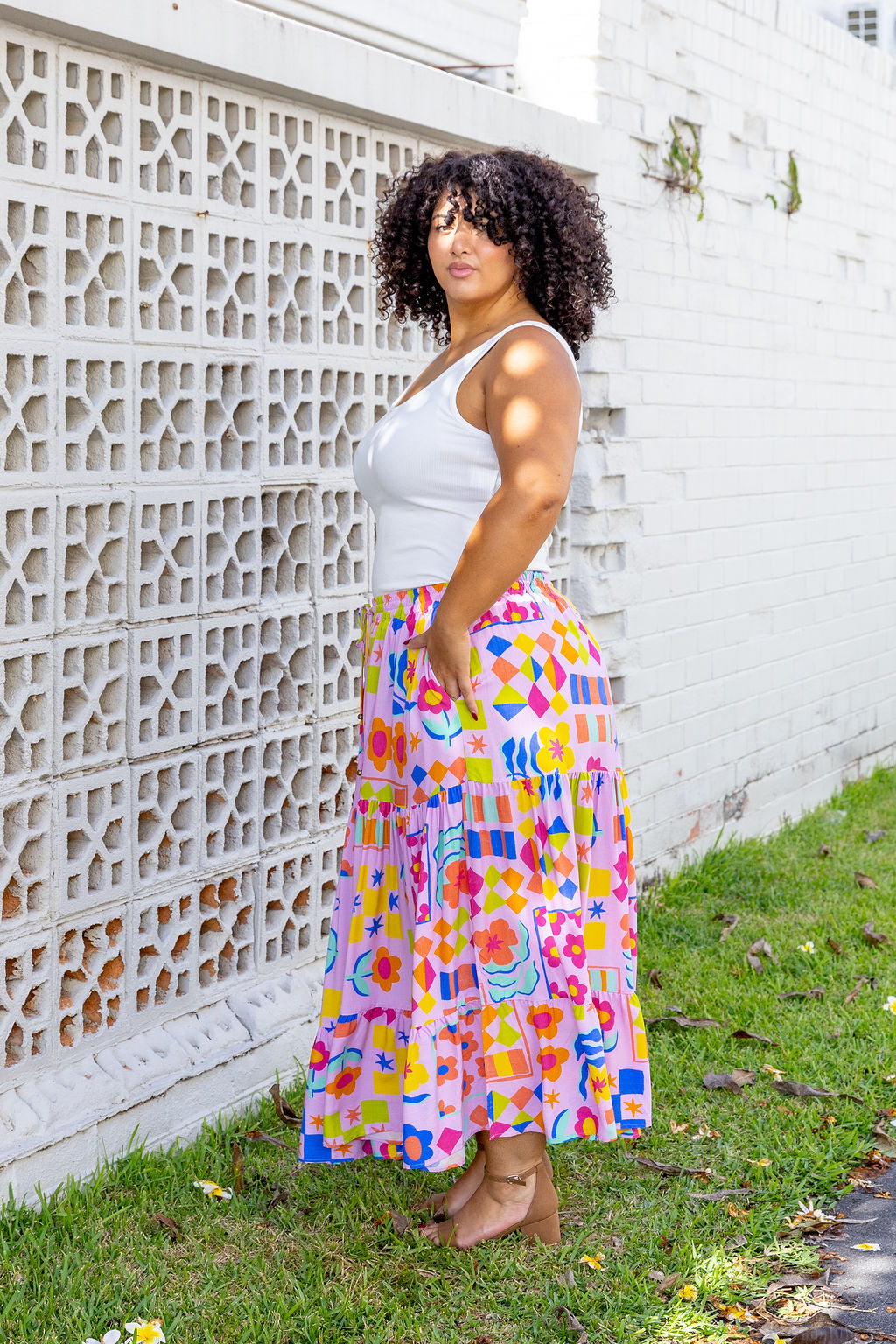 Carrie Skirt in Checkerboard Petals