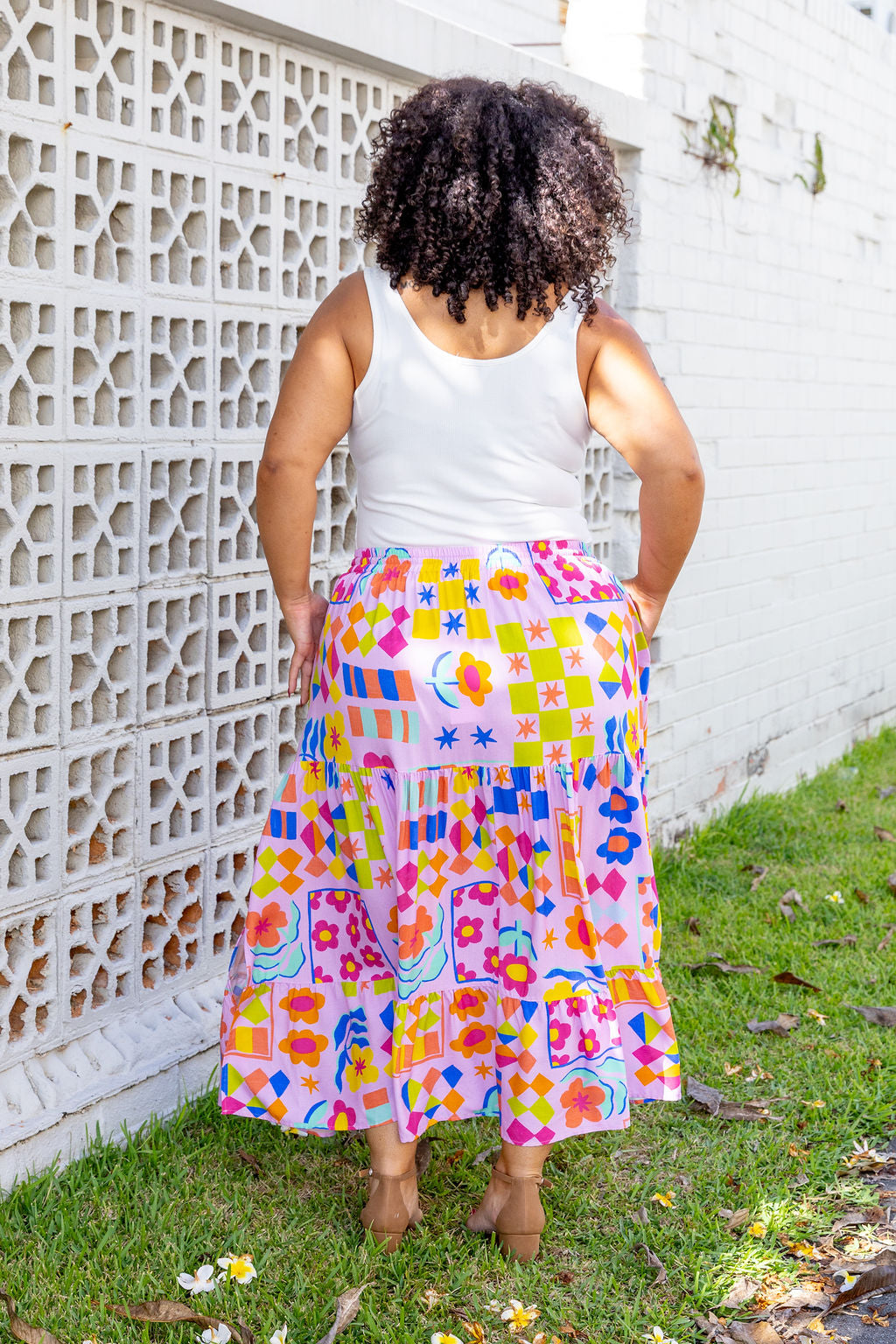 Carrie Skirt in Checkerboard Petals