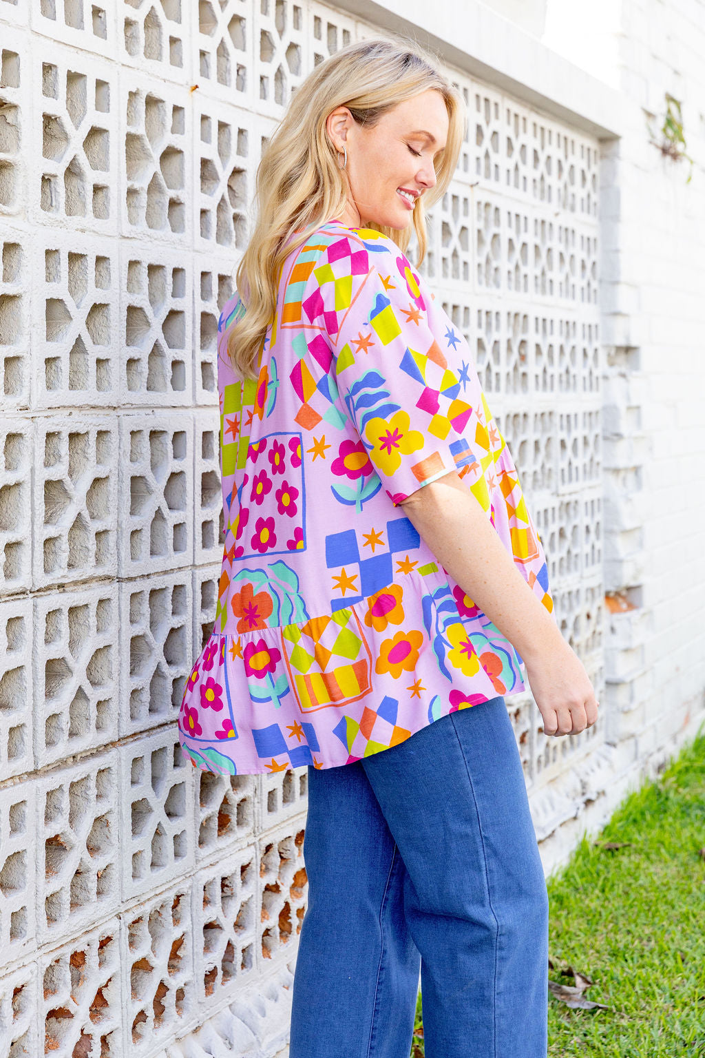 Peak Top in Checkerboard Petals