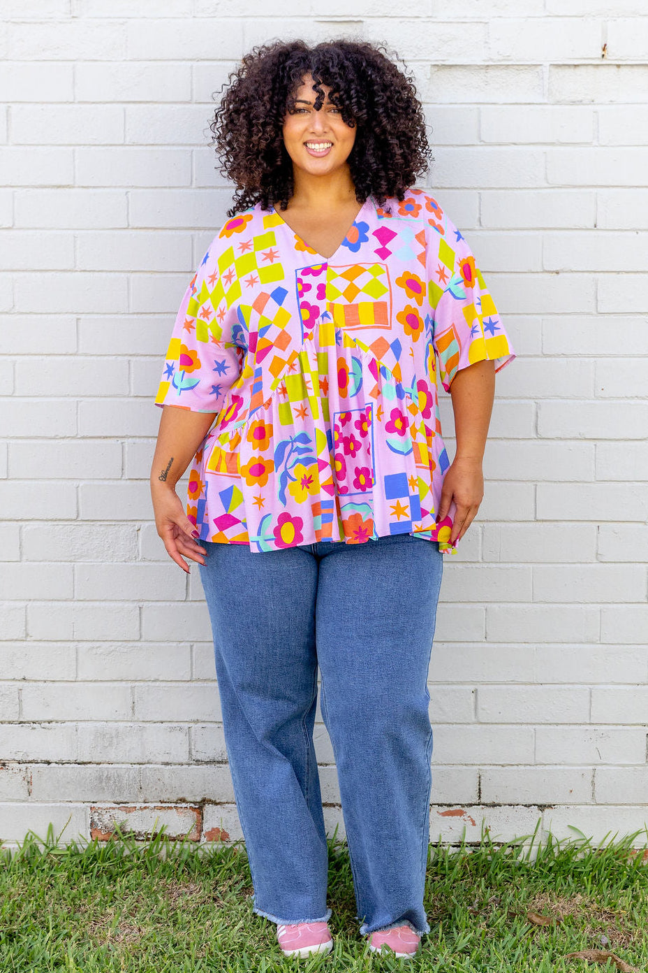 Peak Top in Checkerboard Petals