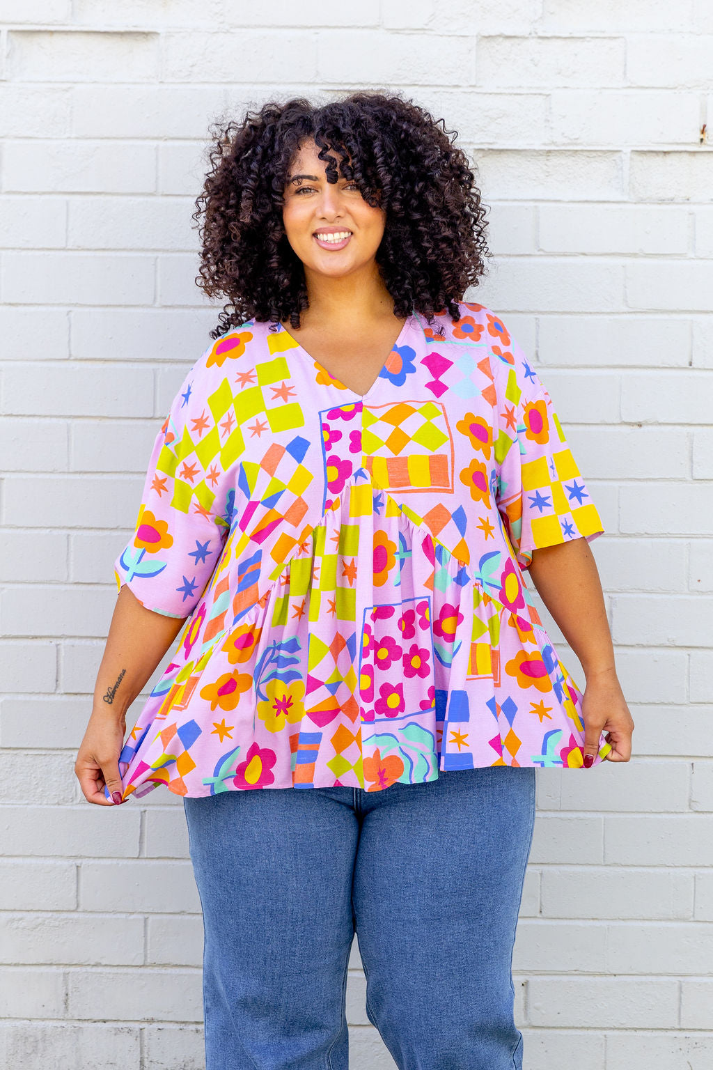 Peak Top in Checkerboard Petals