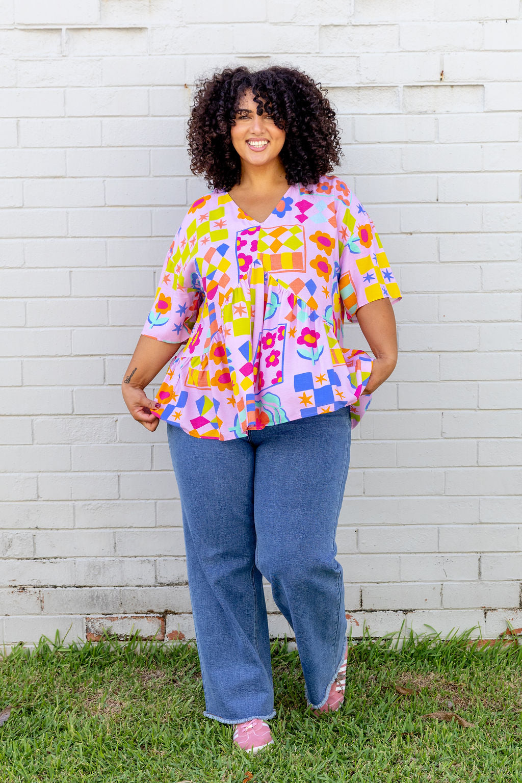 Peak Top in Checkerboard Petals