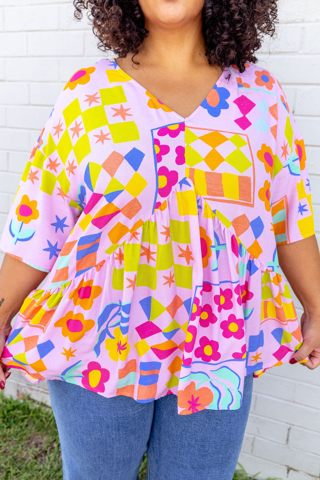 Peak Top in Checkerboard Petals
