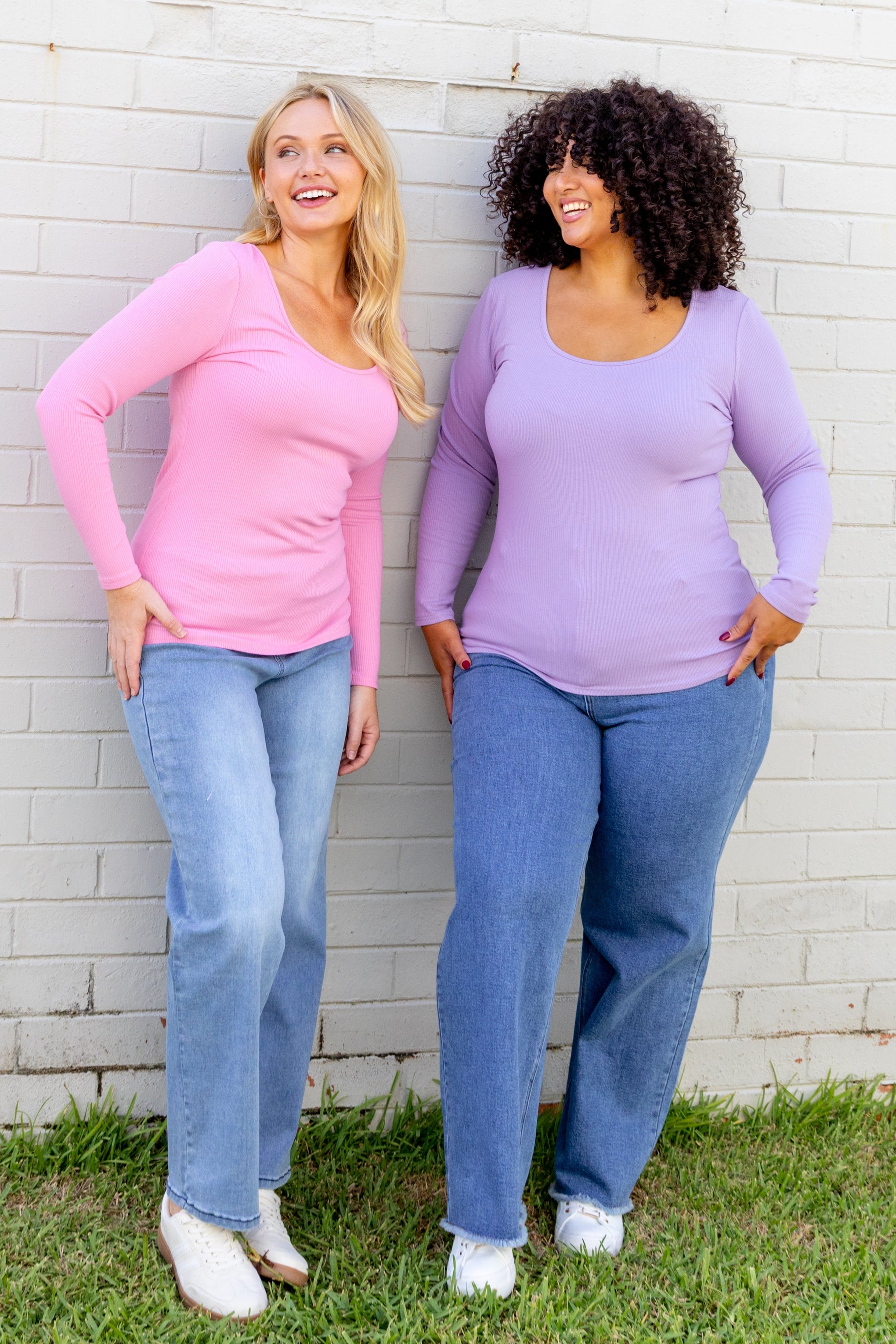Billi Long Sleeve Rib Tee in Lavender