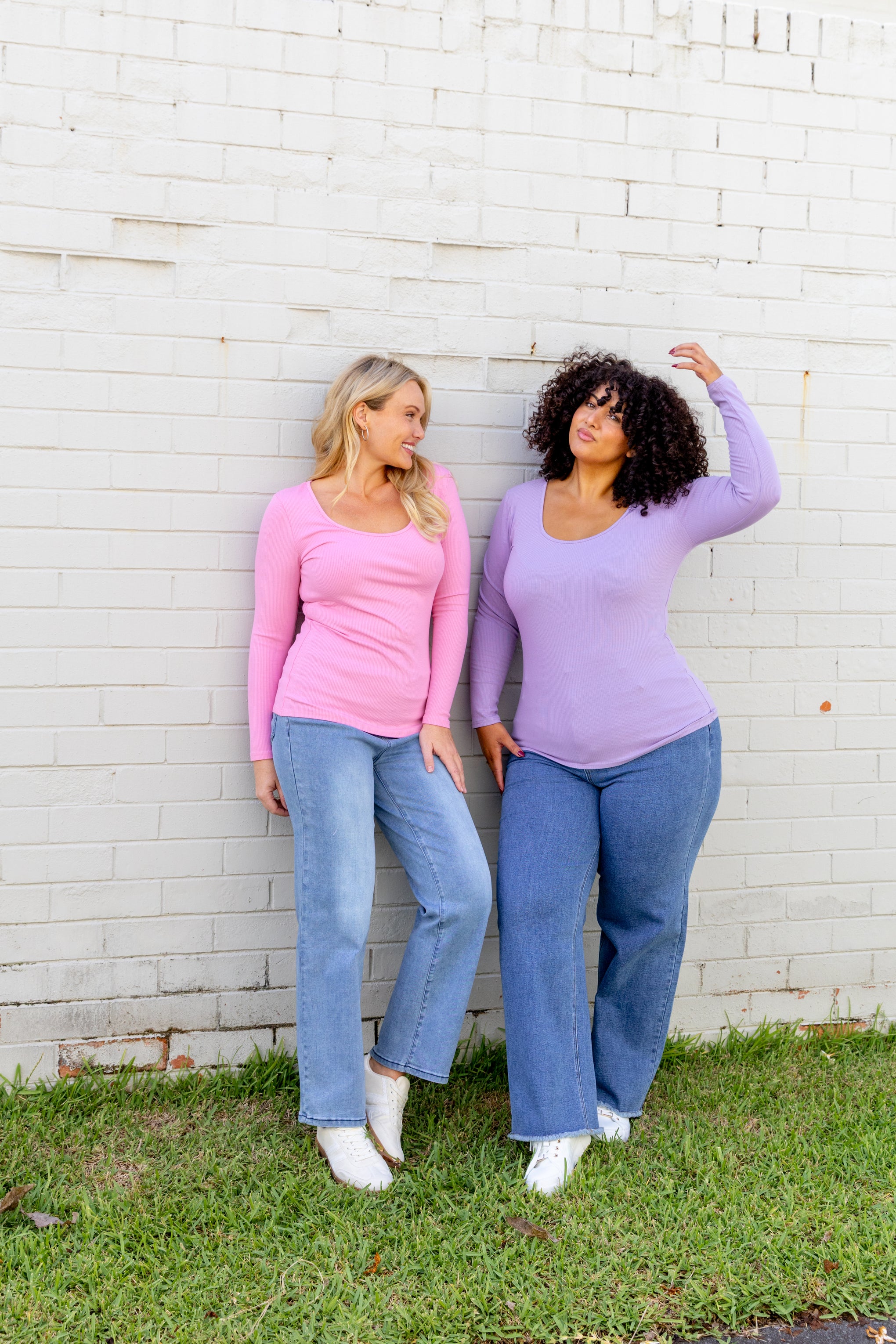Billi Long Sleeve Rib Tee in Barbie