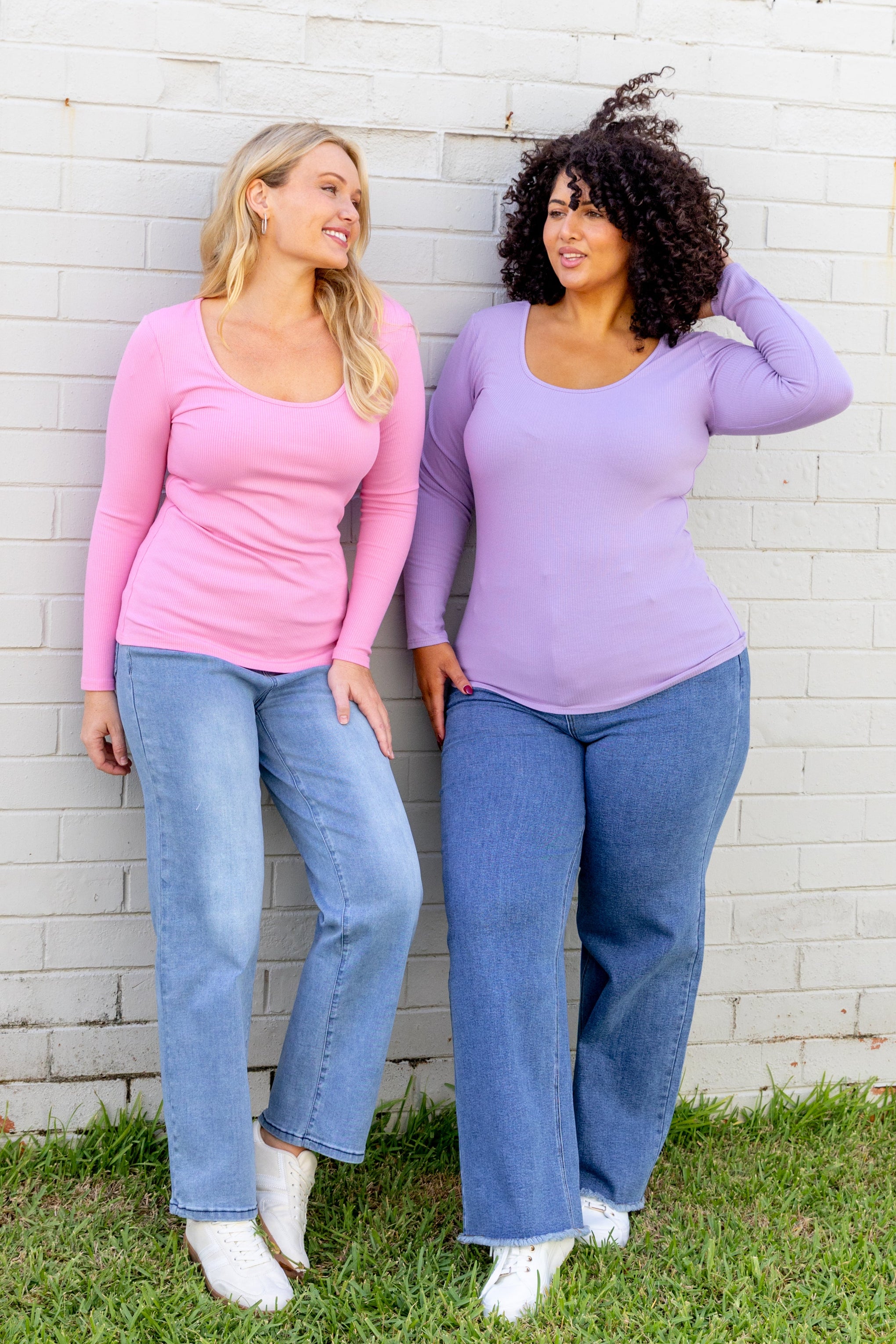 Billi Long Sleeve Rib Tee in Lavender