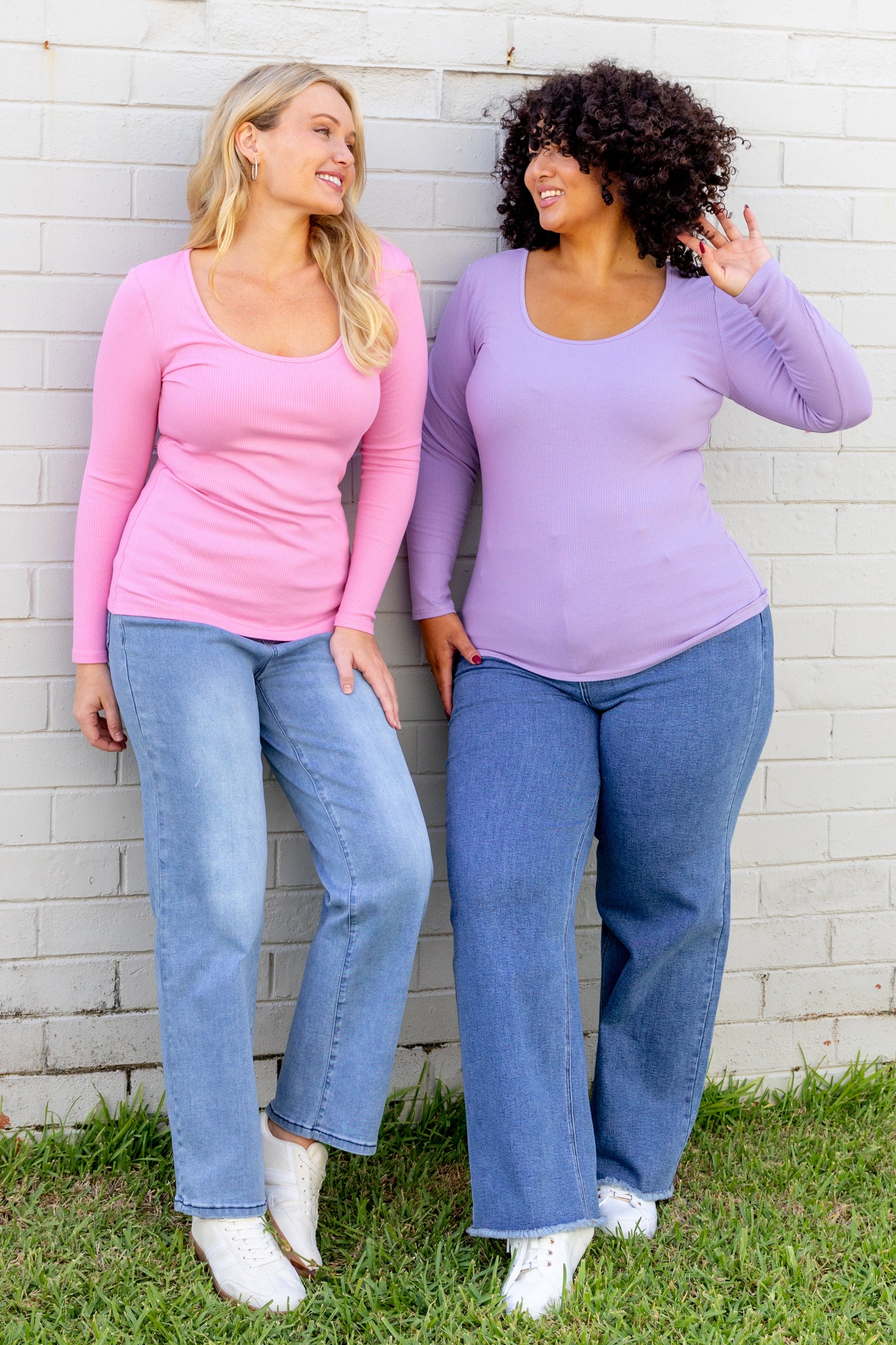 Billi Long Sleeve Rib Tee in Lavender