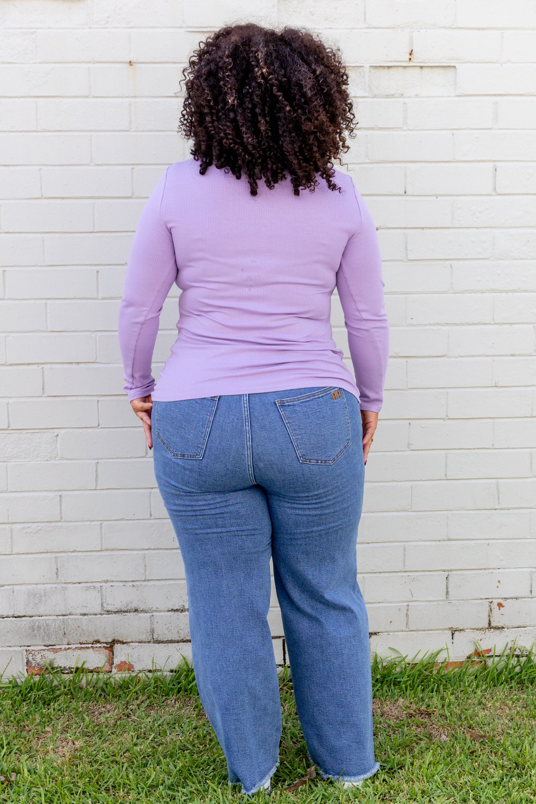 Billi Long Sleeve Rib Tee in Lavender