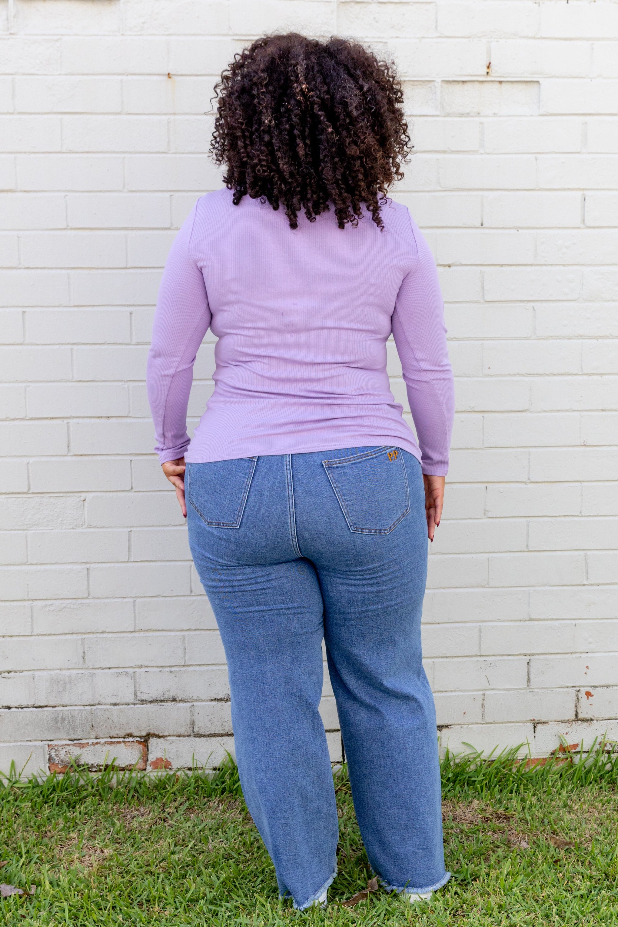 Billi Long Sleeve Rib Tee in Lavender