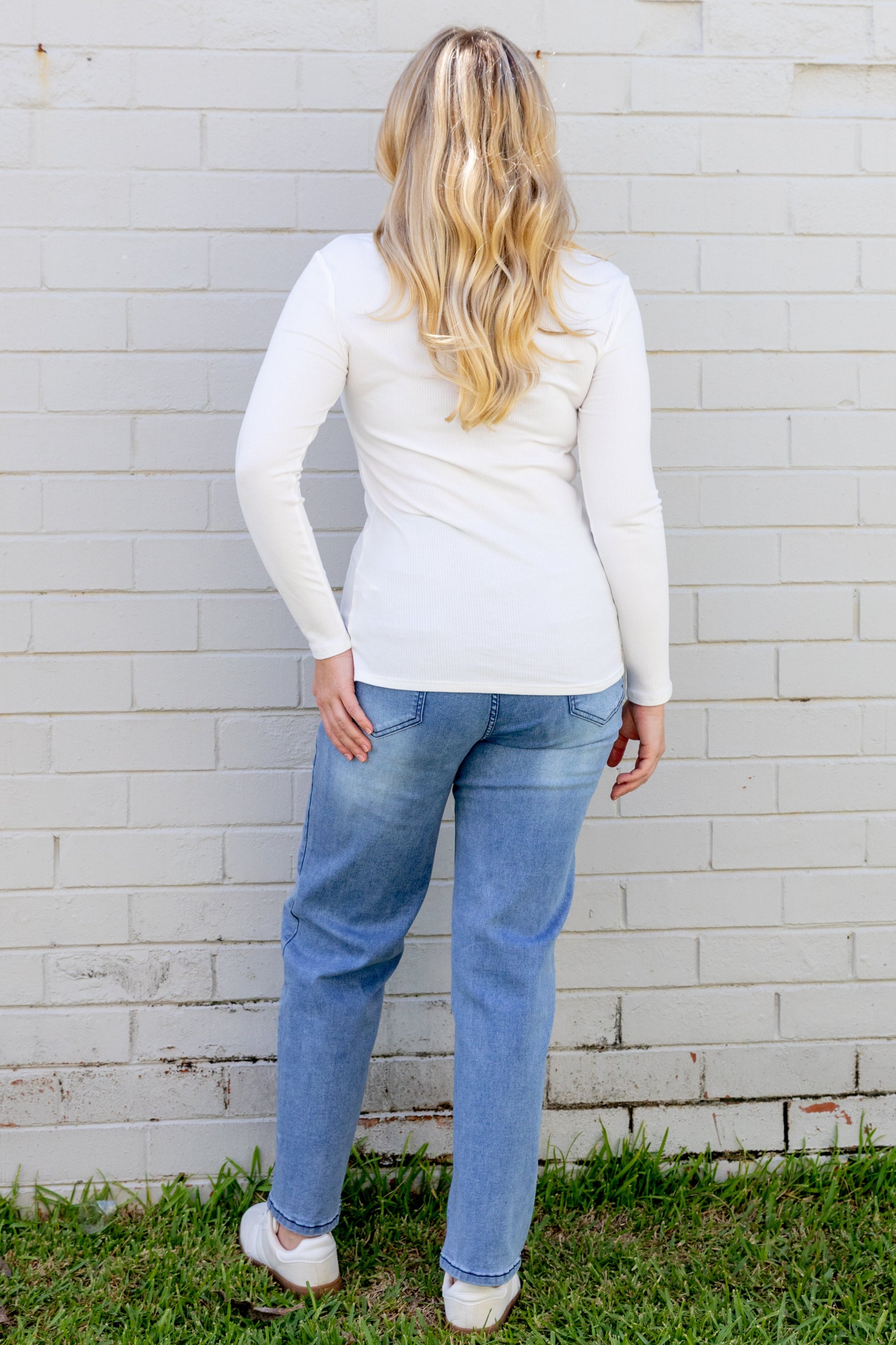Billi Long Sleeve Rib Tee in White
