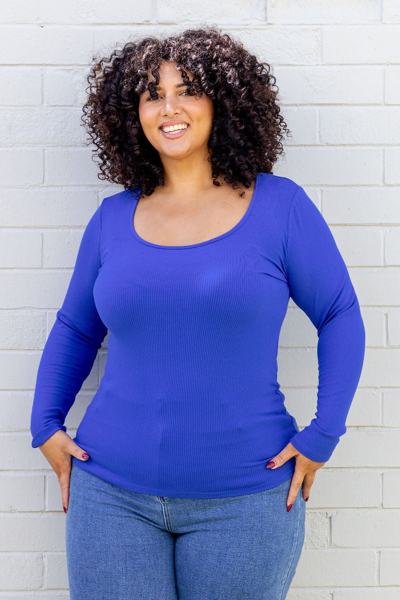 Billi Long Sleeve Rib Tee in Cobalt