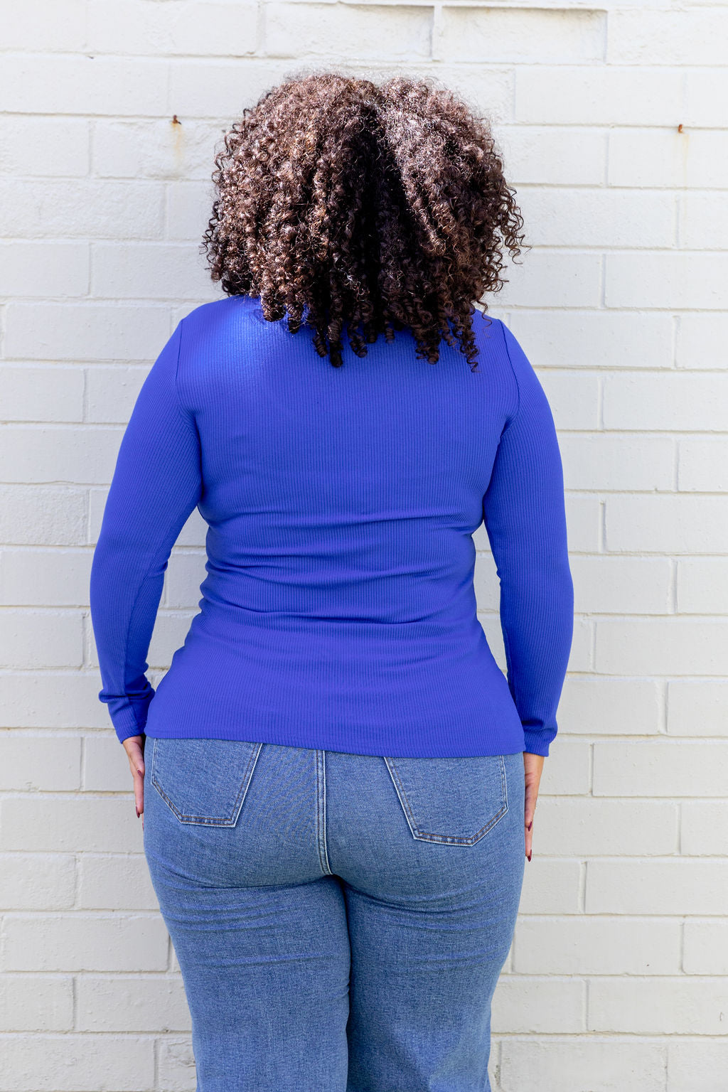 Billi Long Sleeve Rib Tee in Cobalt