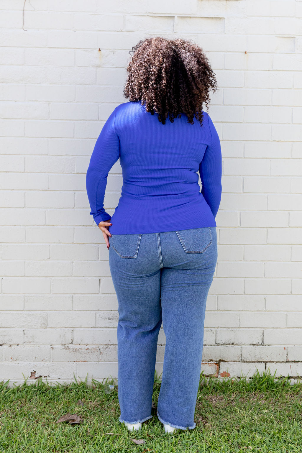 Billi Long Sleeve Rib Tee in Cobalt