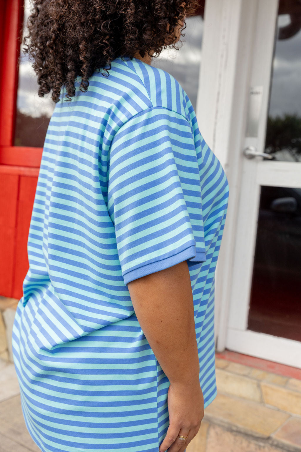 Striped Tee in Blue/Aqua