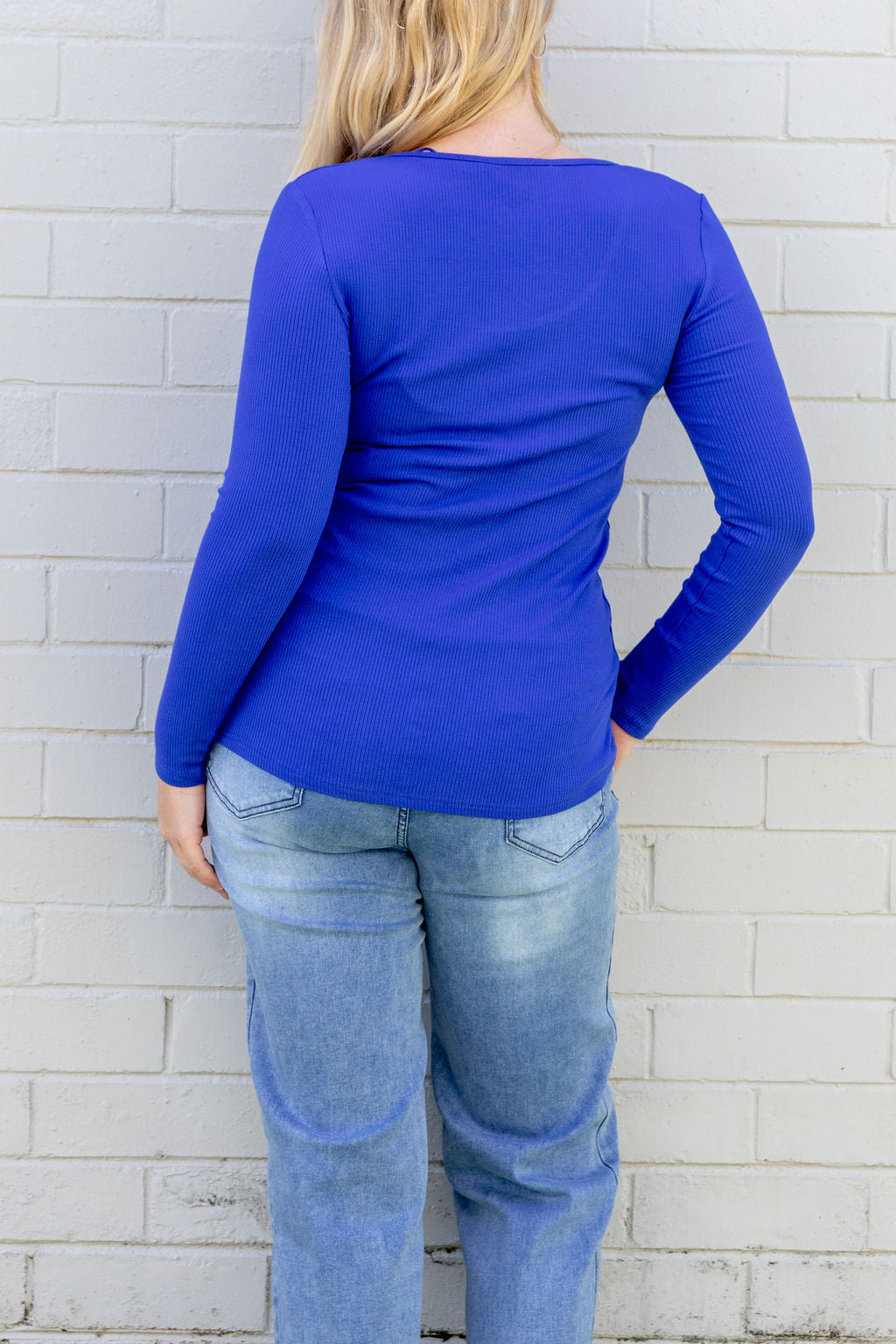 Billi Long Sleeve Rib Tee in Cobalt