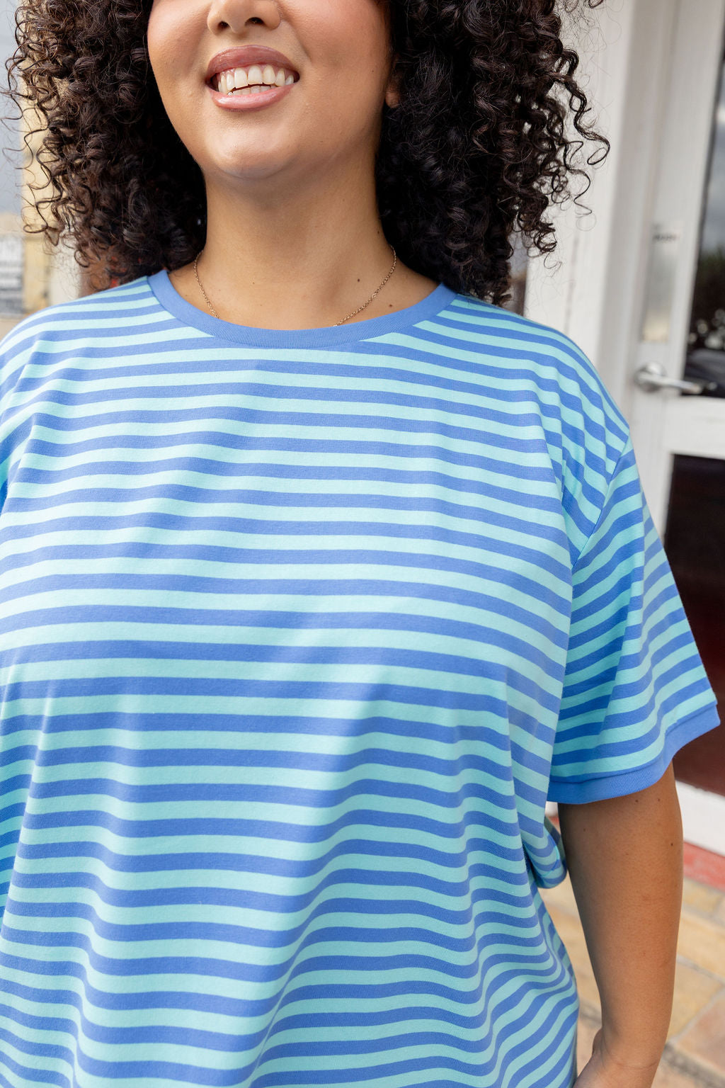Striped Tee in Blue/Aqua