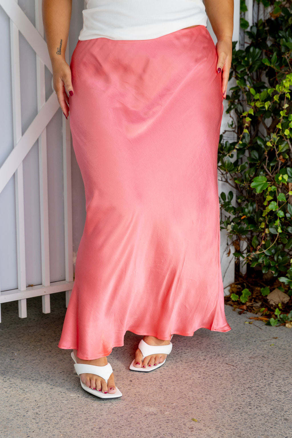 Livy Bias Skirt in Viscose Satin Pink