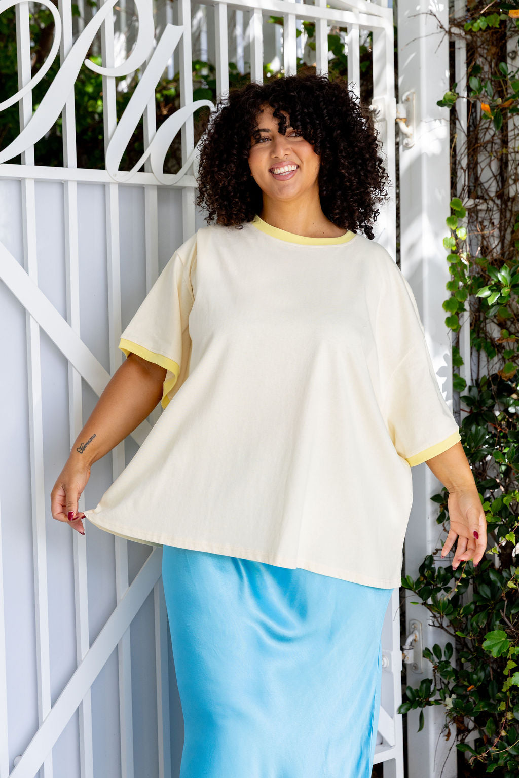 Nikita Heavyweight Cotton Tee in Butter Contrast