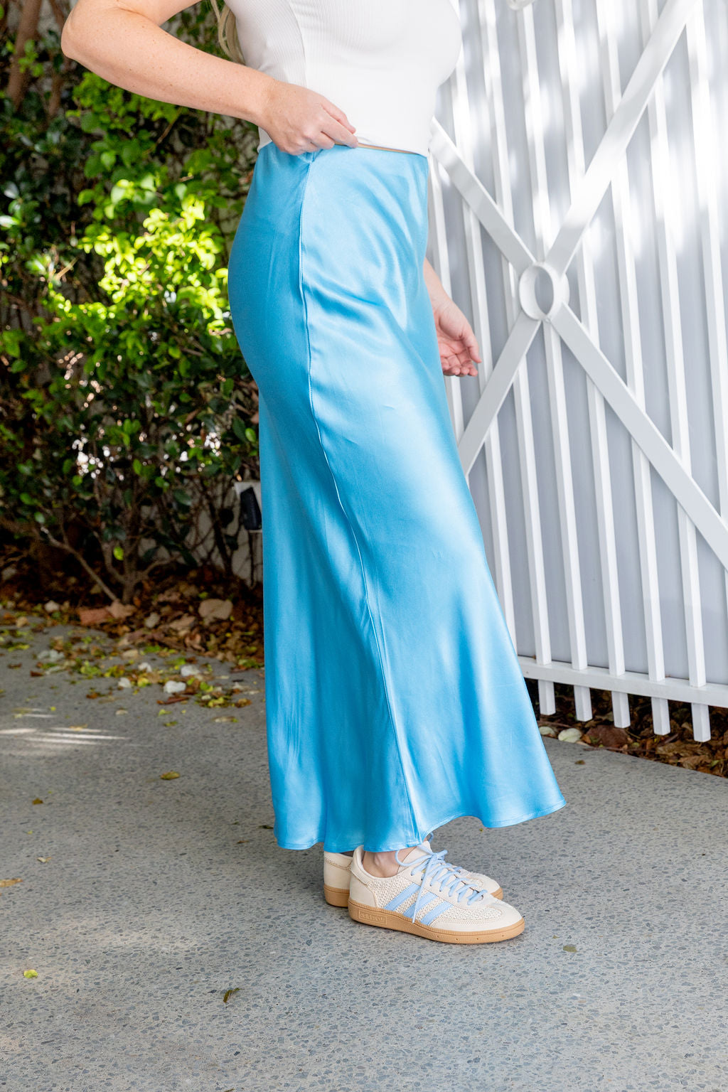 Livy Bias Skirt in Viscose Satin Turquoise