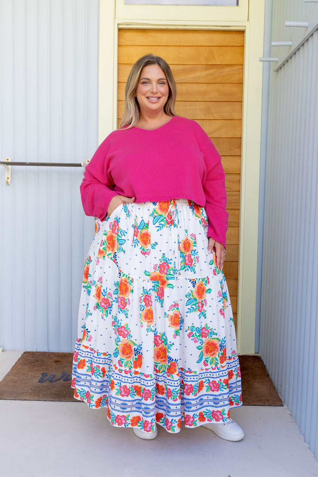Blakely Crop Knit In Barbie Pink