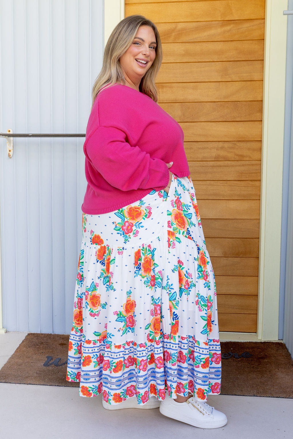 Blakely Crop Knit In Barbie Pink