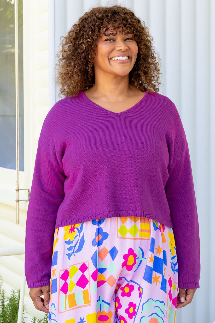 Blakely Crop Knit in Grape