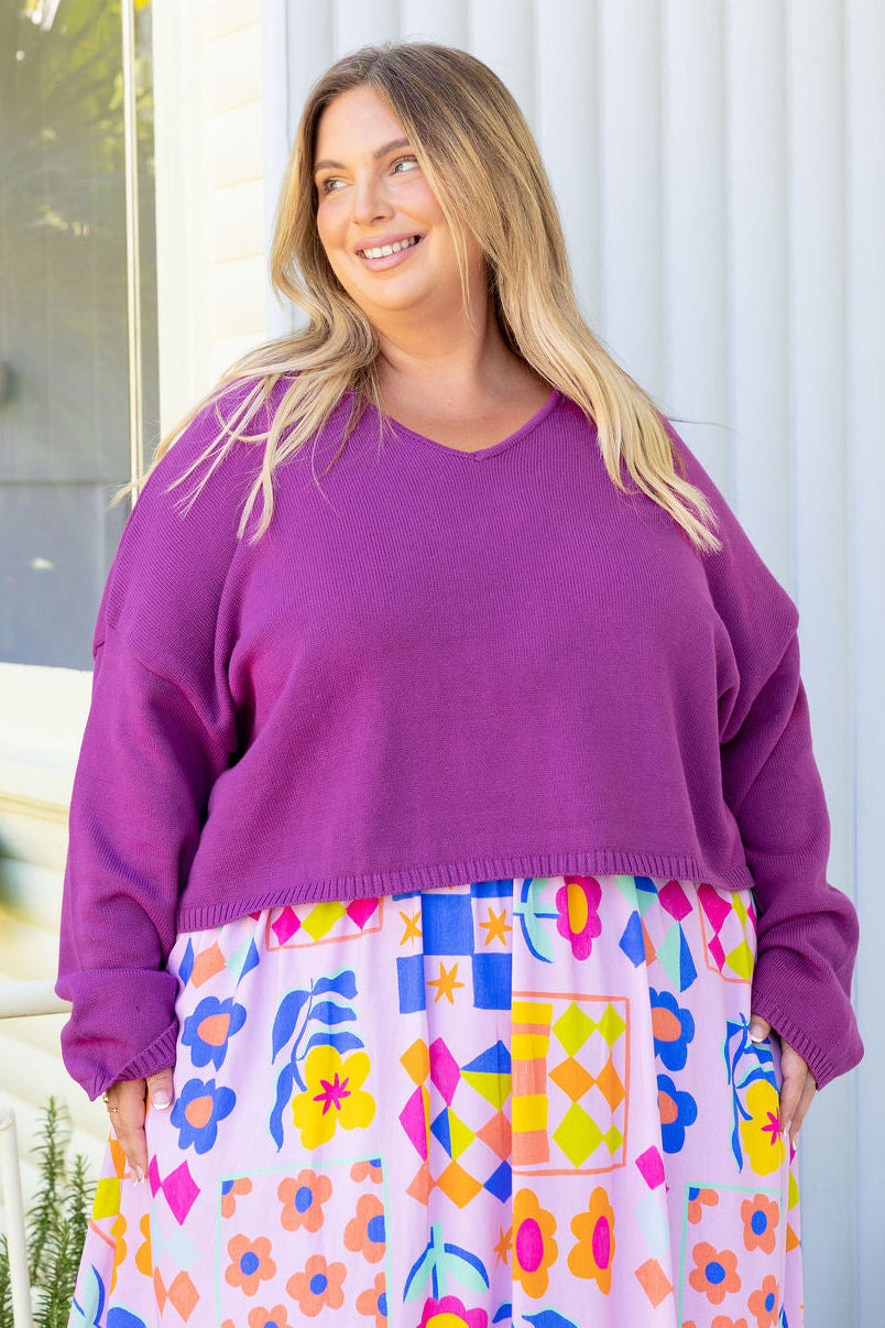 Blakely Crop Knit in Grape
