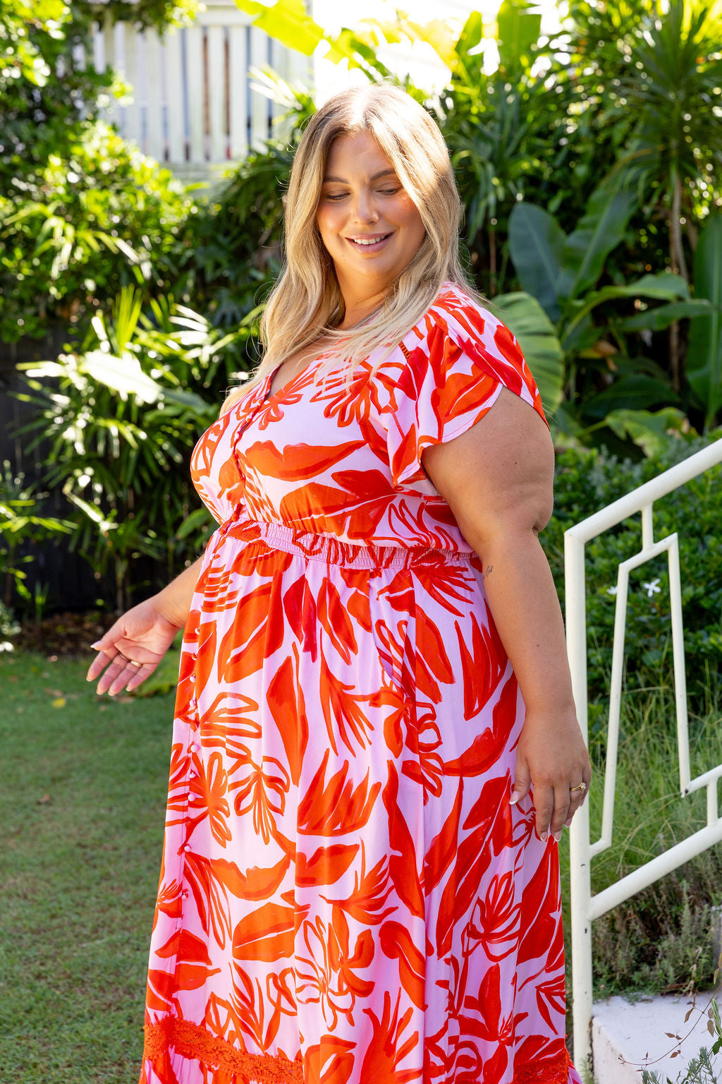 Louisa Maxi Dress in Blush Fern