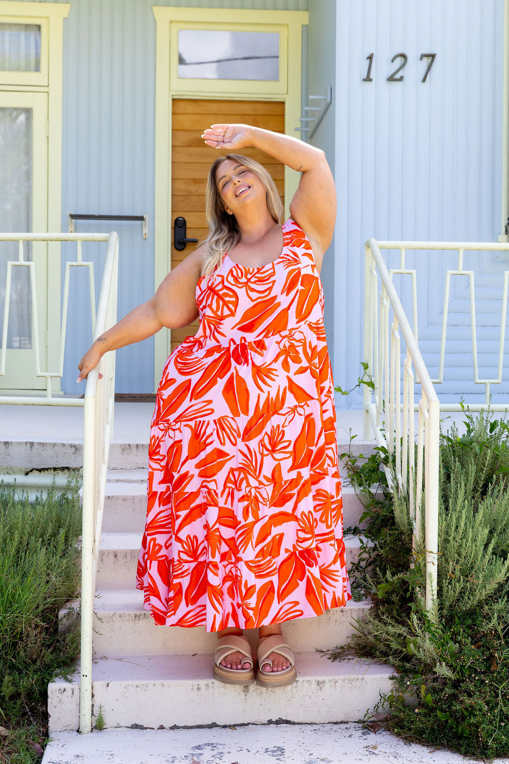 Ronnie Maxi Dress in Blush Fern