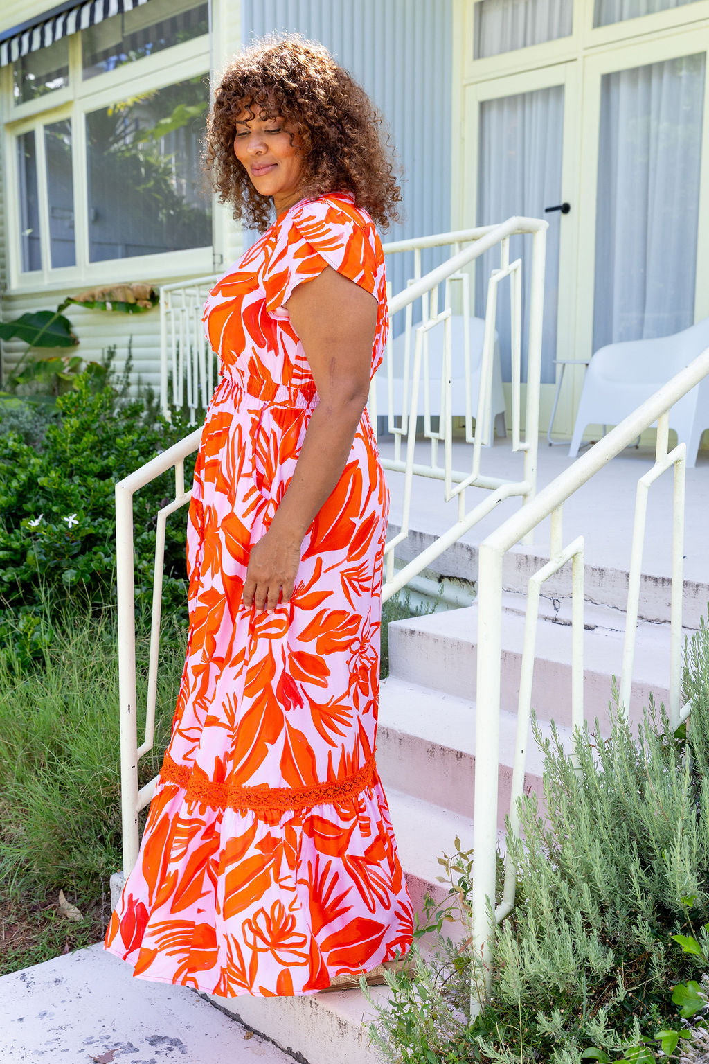 Louisa Maxi Dress in Blush Fern