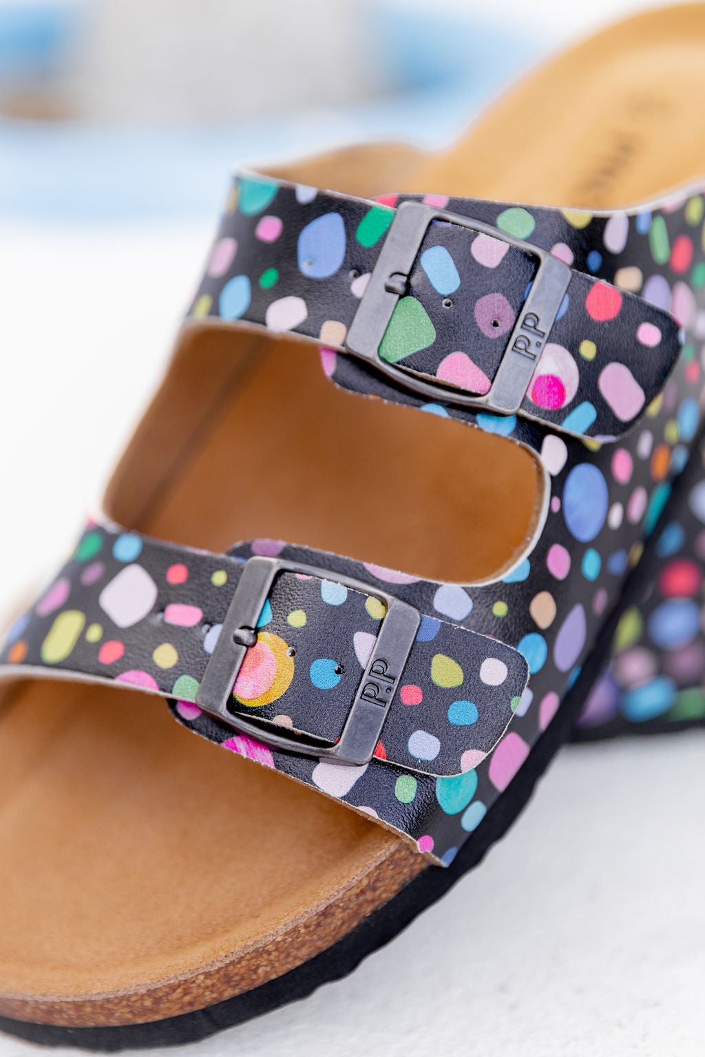 Niko Slides in Black Pebble by Kasey Rainbow