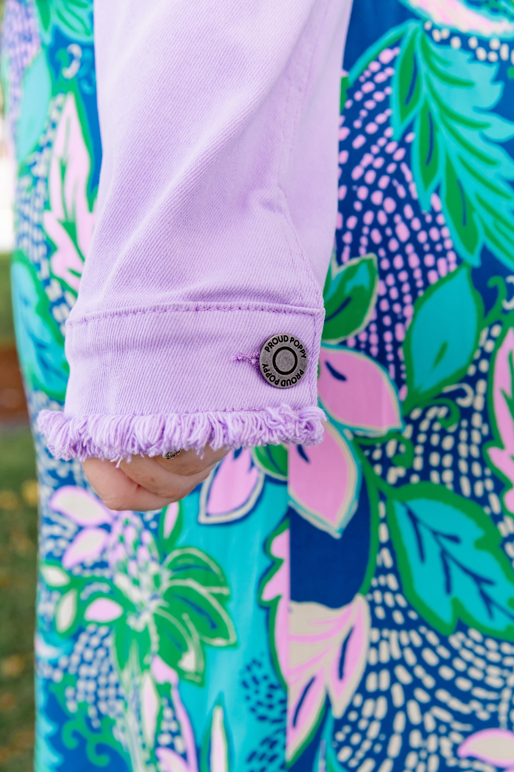 Kenzi Cropped Denim Jacket in Lilac