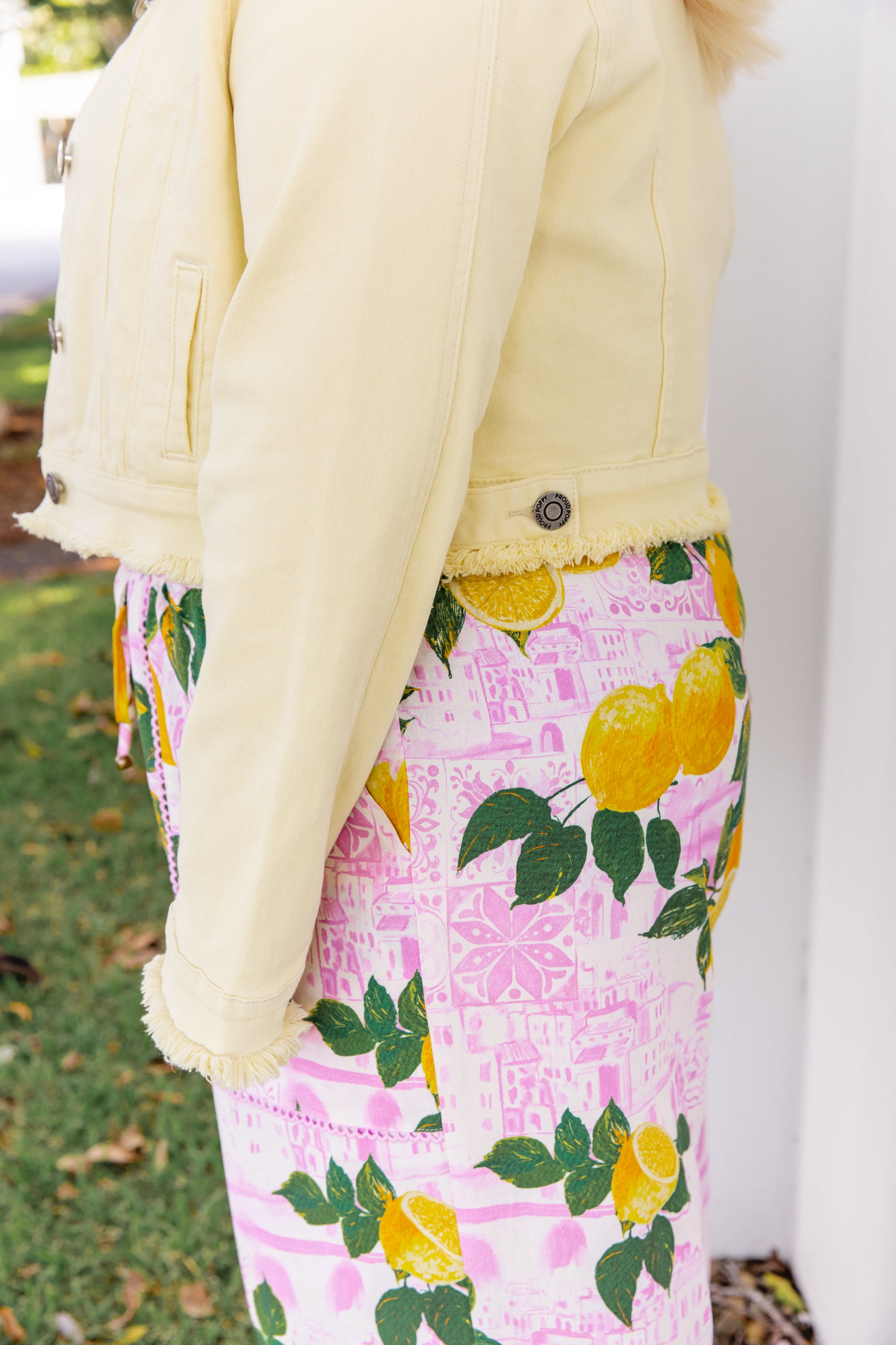 Kenzi Cropped Denim Jacket in Lemon Butter