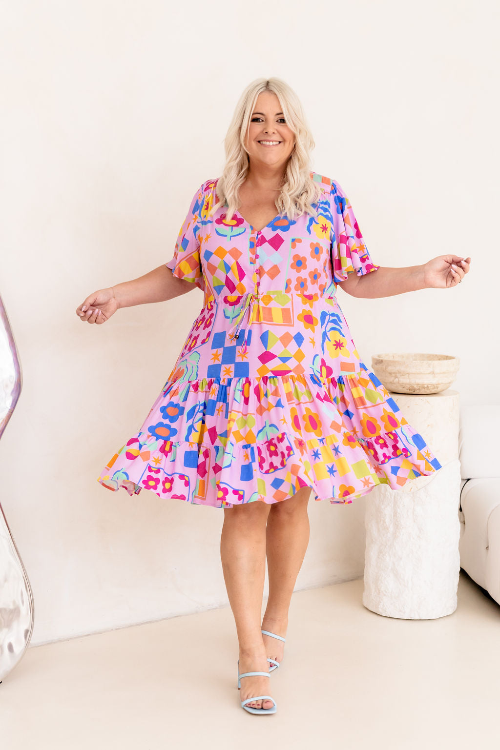 Charlie Dress in Checkerboard Petals