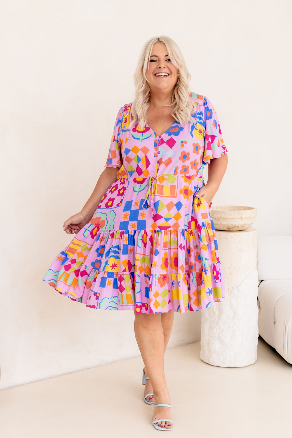 Charlie Dress in Checkerboard Petals