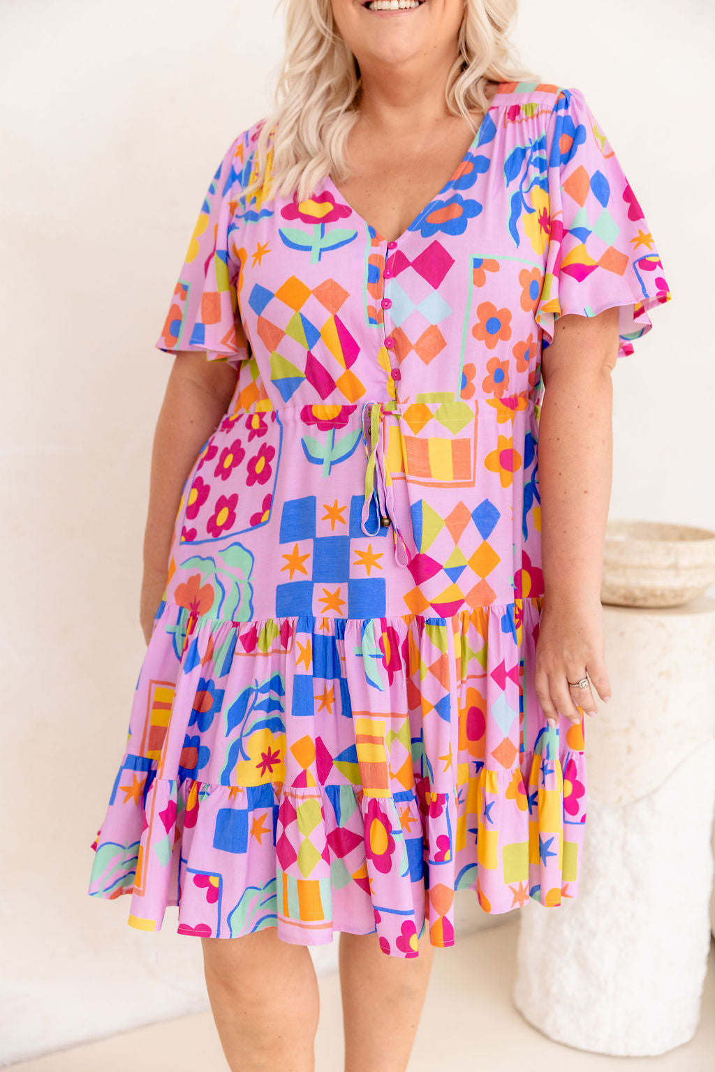 Charlie Dress in Checkerboard Petals