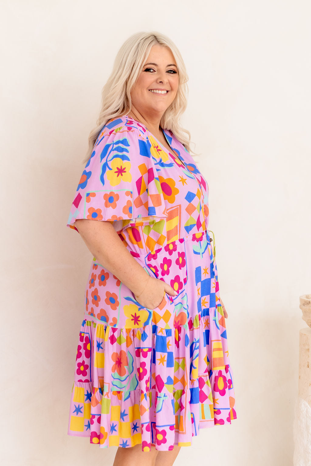 Charlie Dress in Checkerboard Petals