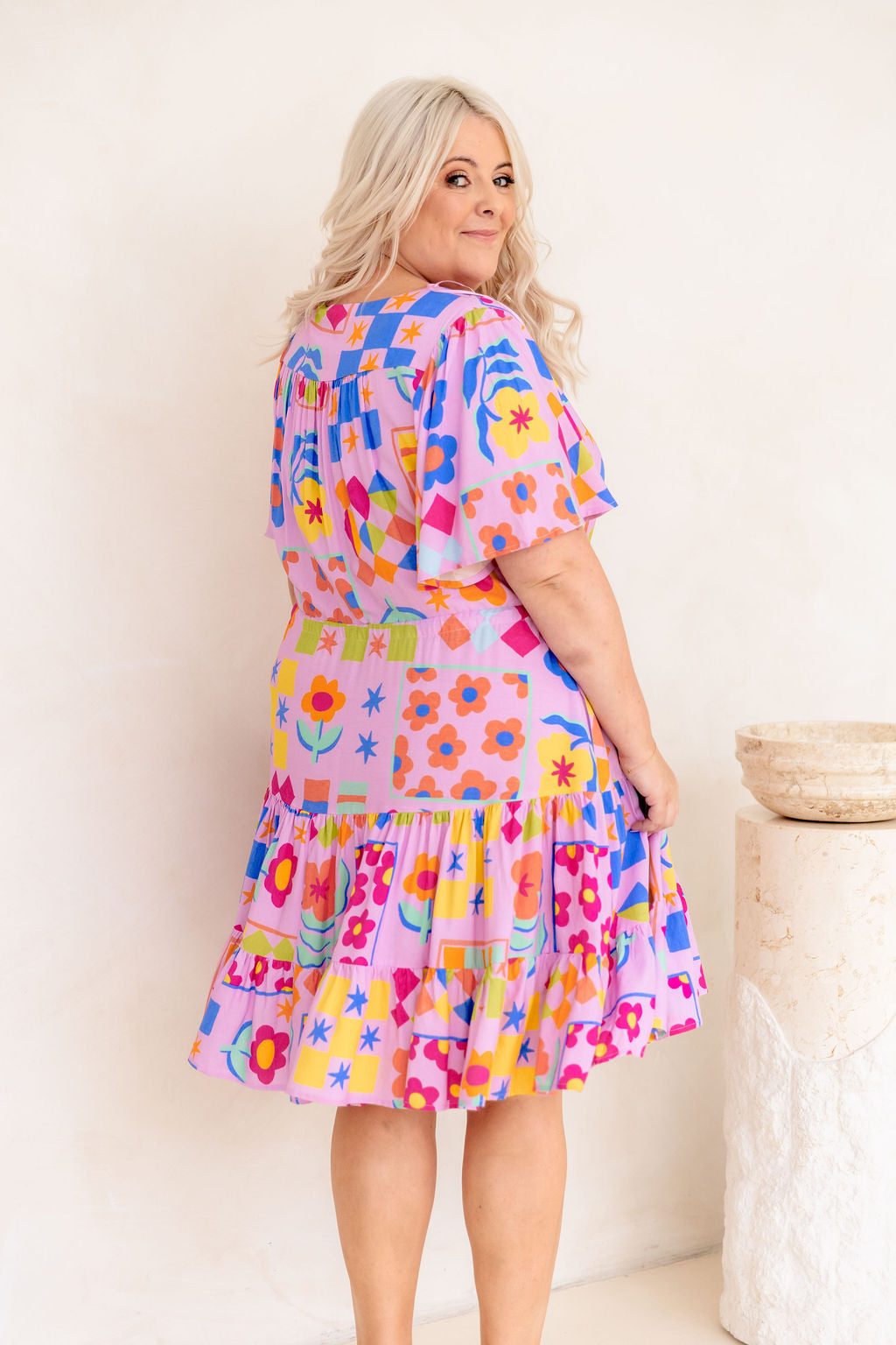 Charlie Dress in Checkerboard Petals