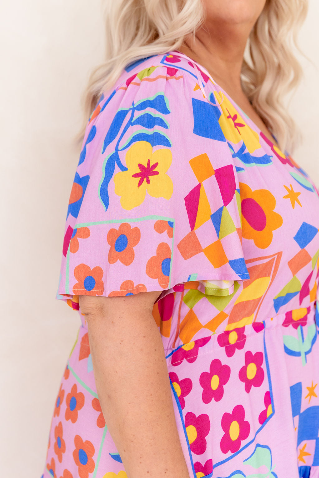 Charlie Dress in Checkerboard Petals