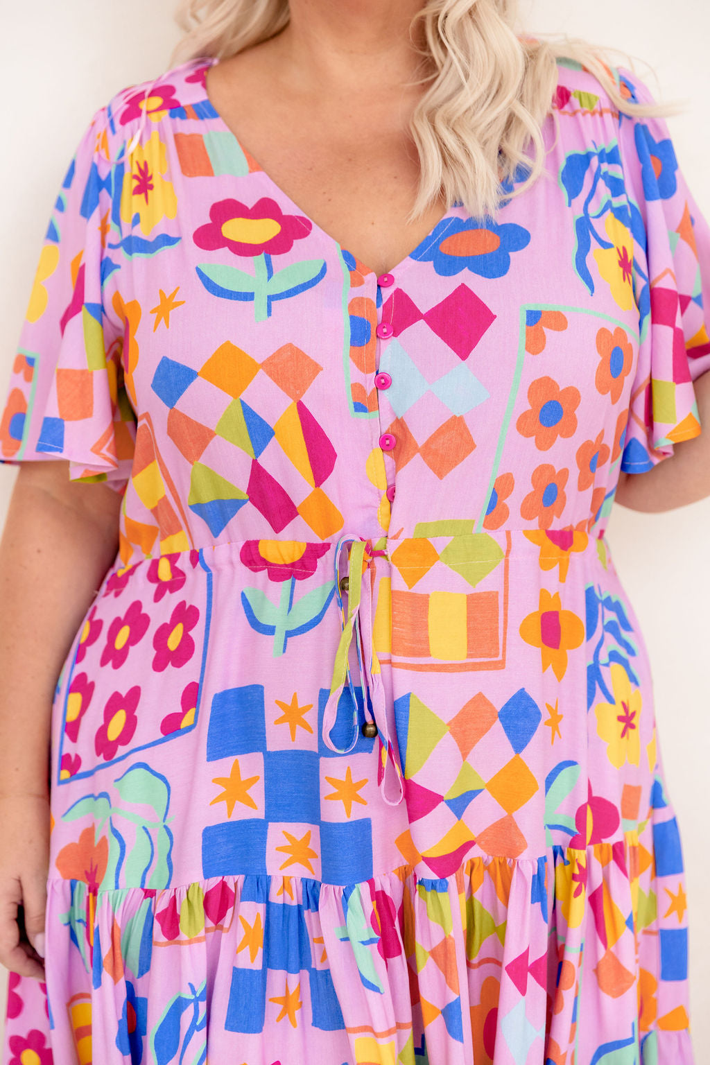 Charlie Dress in Checkerboard Petals