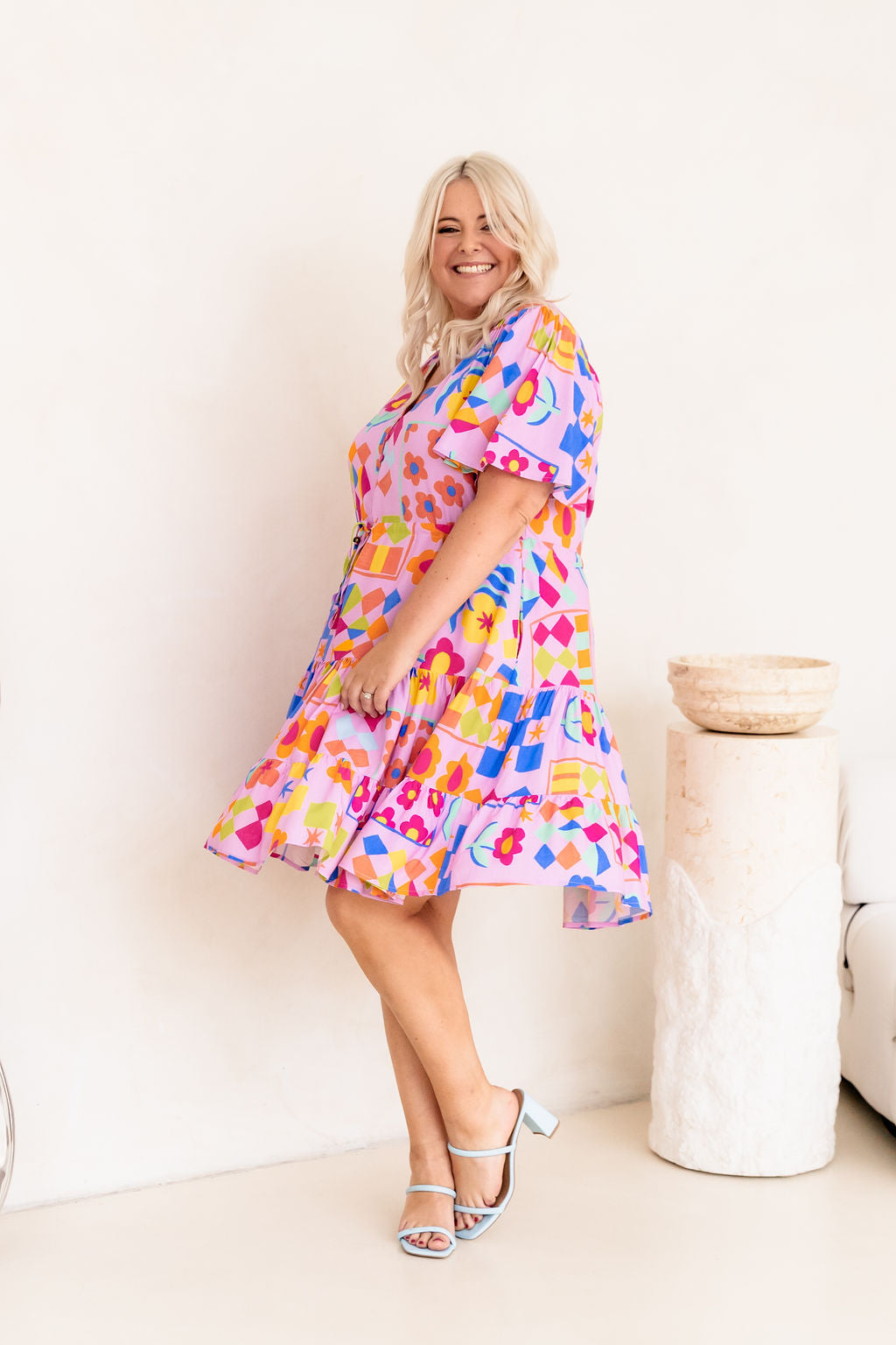 Charlie Dress in Checkerboard Petals