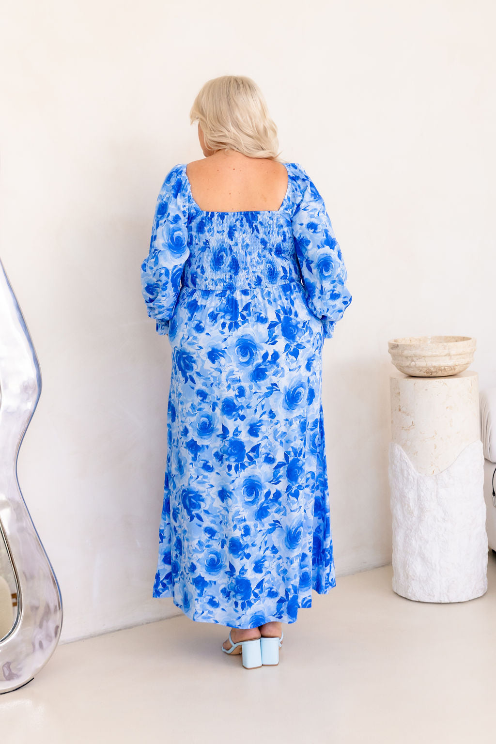 Amelia Maxi Dress in Blue Roses