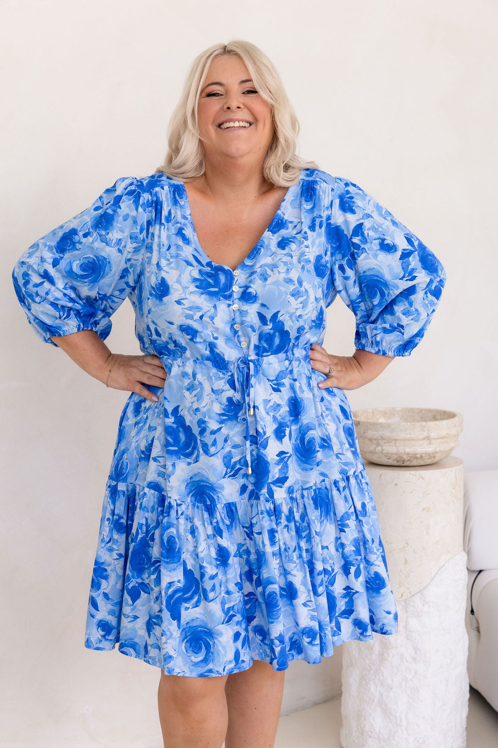 Ziggy Dress in Blue Roses