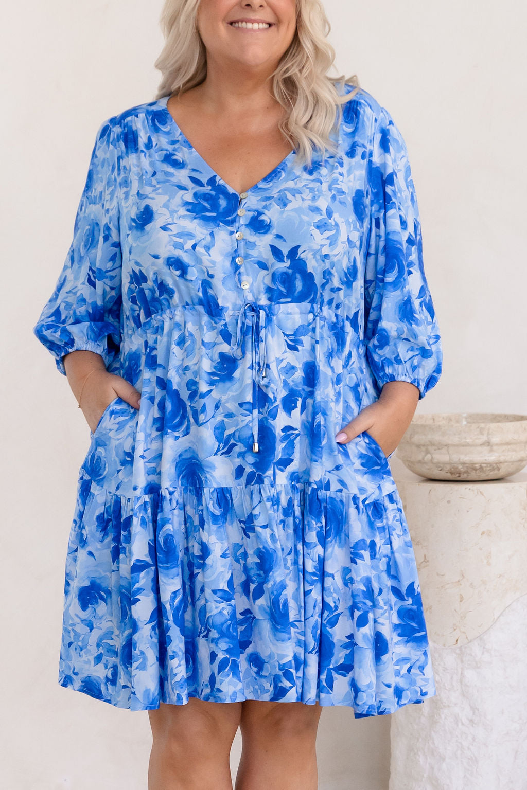Ziggy Dress in Blue Roses