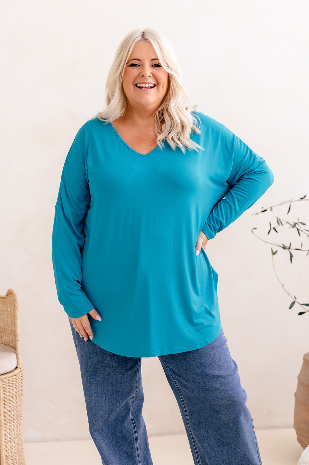 Jasper Jersey Top in Turquoise