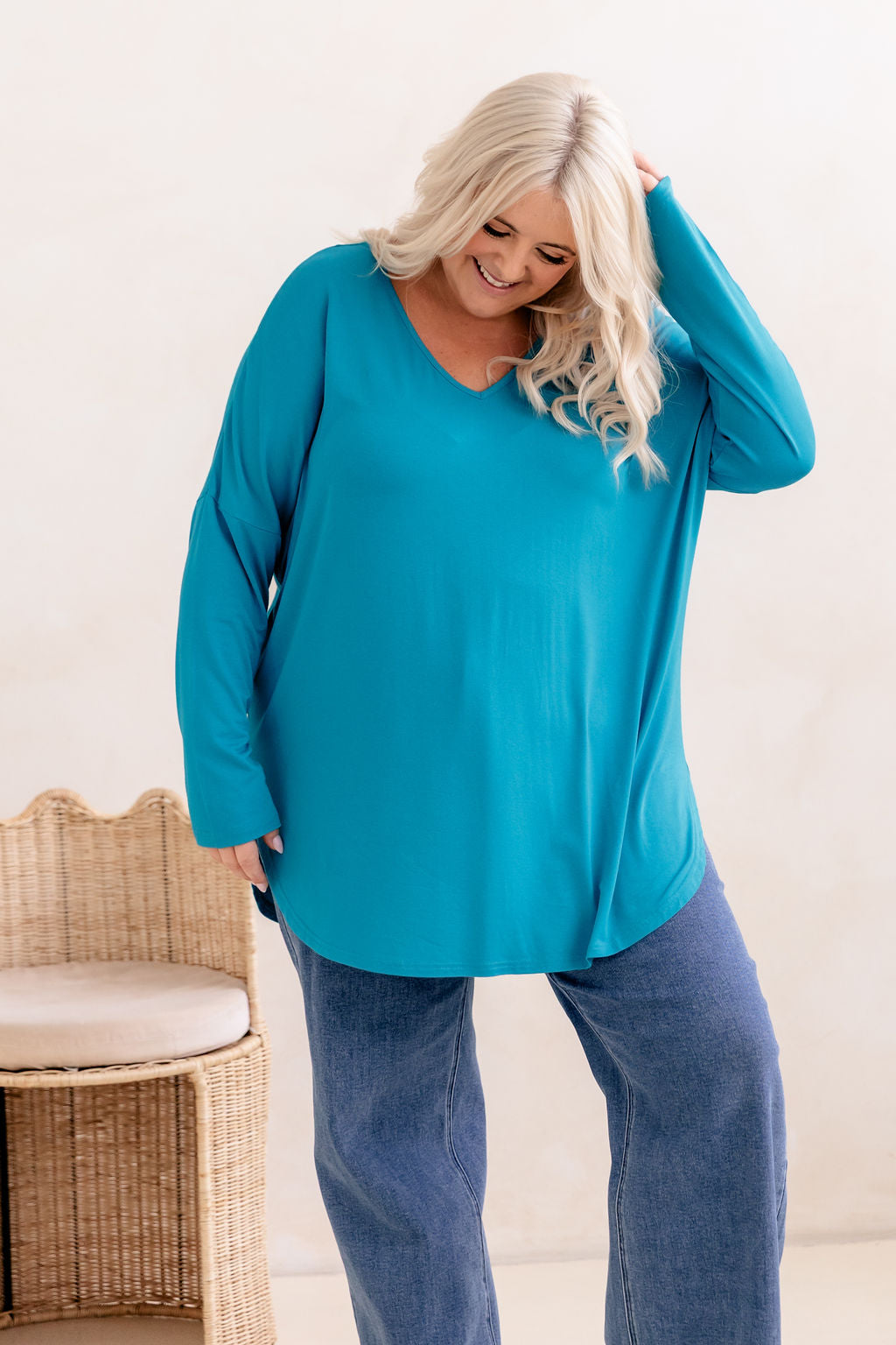 Jasper Jersey Top in Turquoise